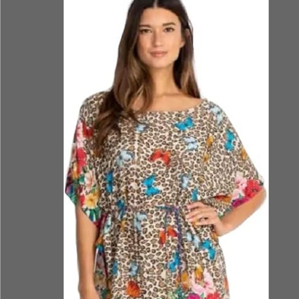 Johnny Was Kaftan 100%Silk Blouse